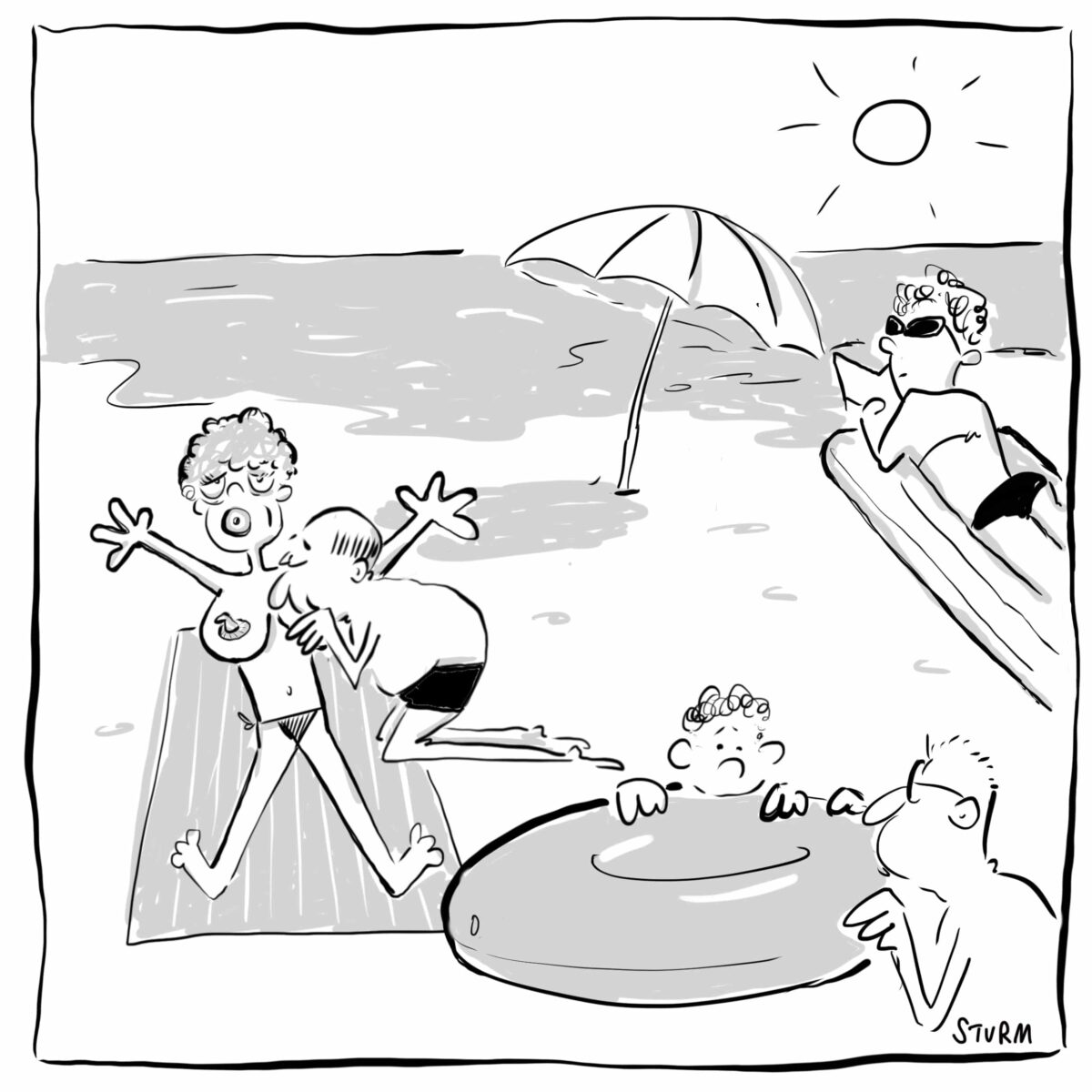 Sexpuppe am Strand – Cartoon Philipp Sturm