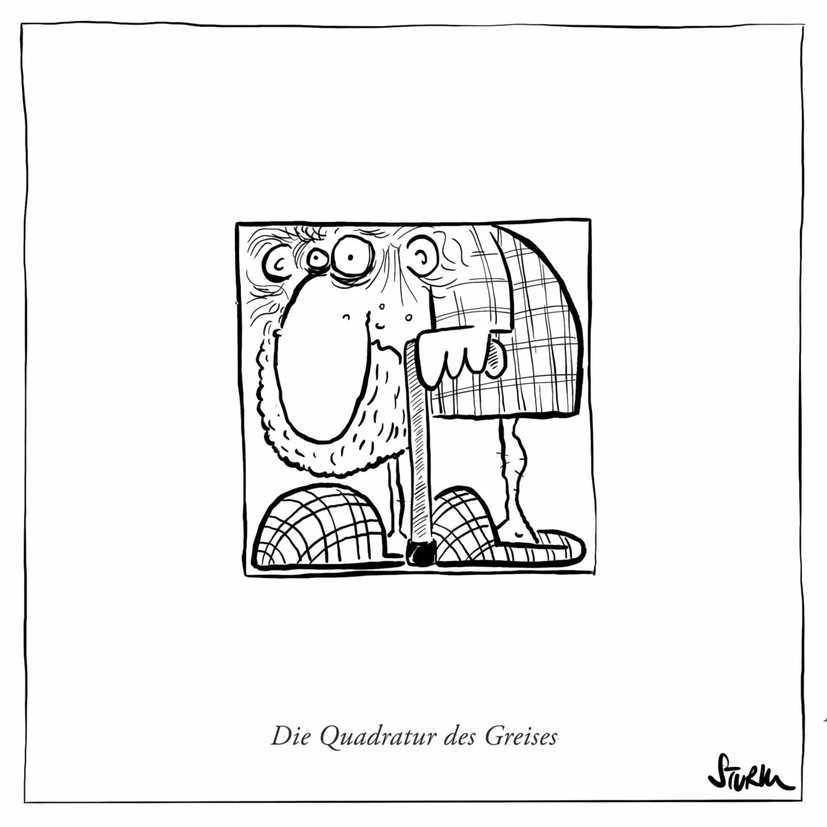 Die Quadratur des Greises – Cartoon von Philipp Sturm