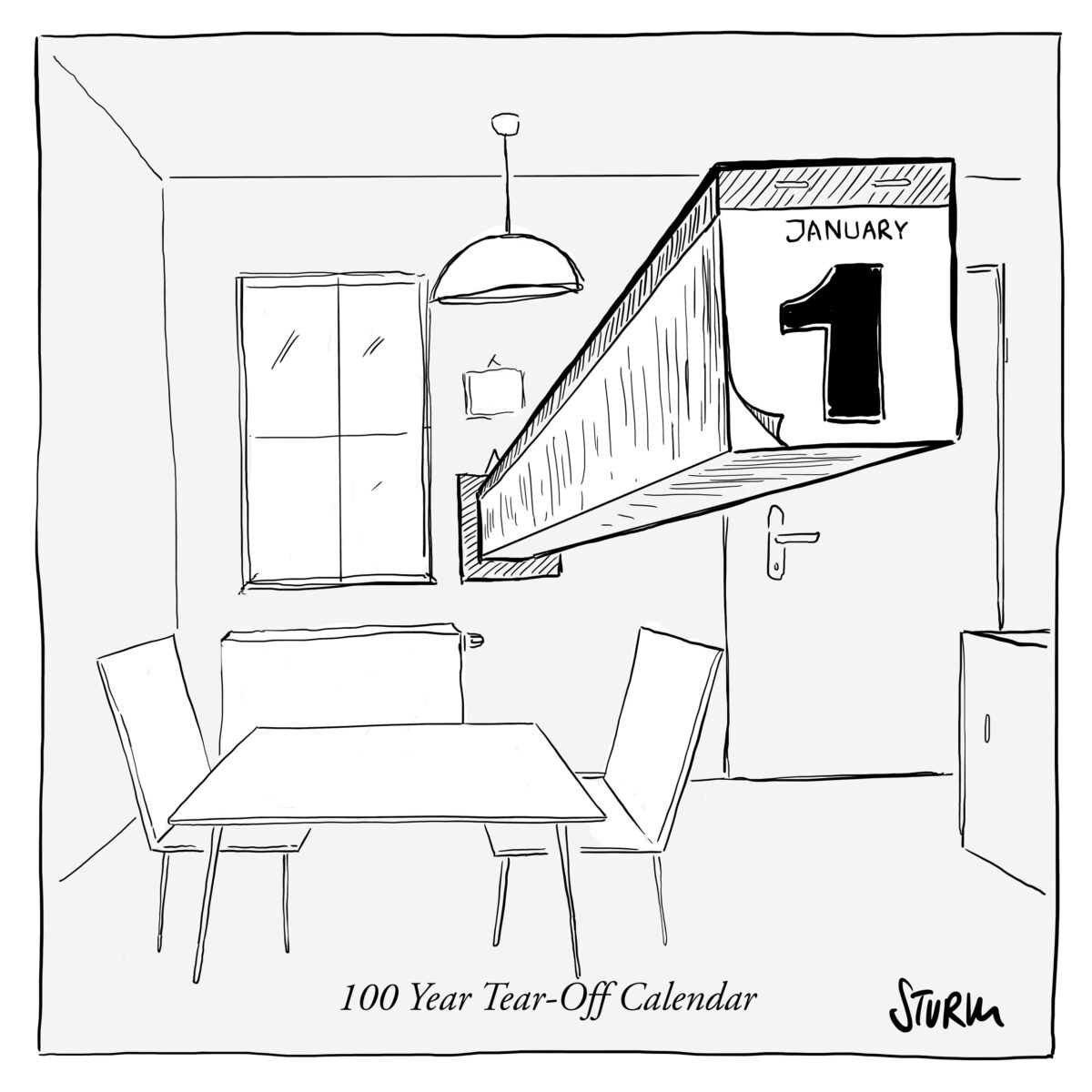 100 Year Tear-Off Calendar - Cartoon by Philipp Sturm