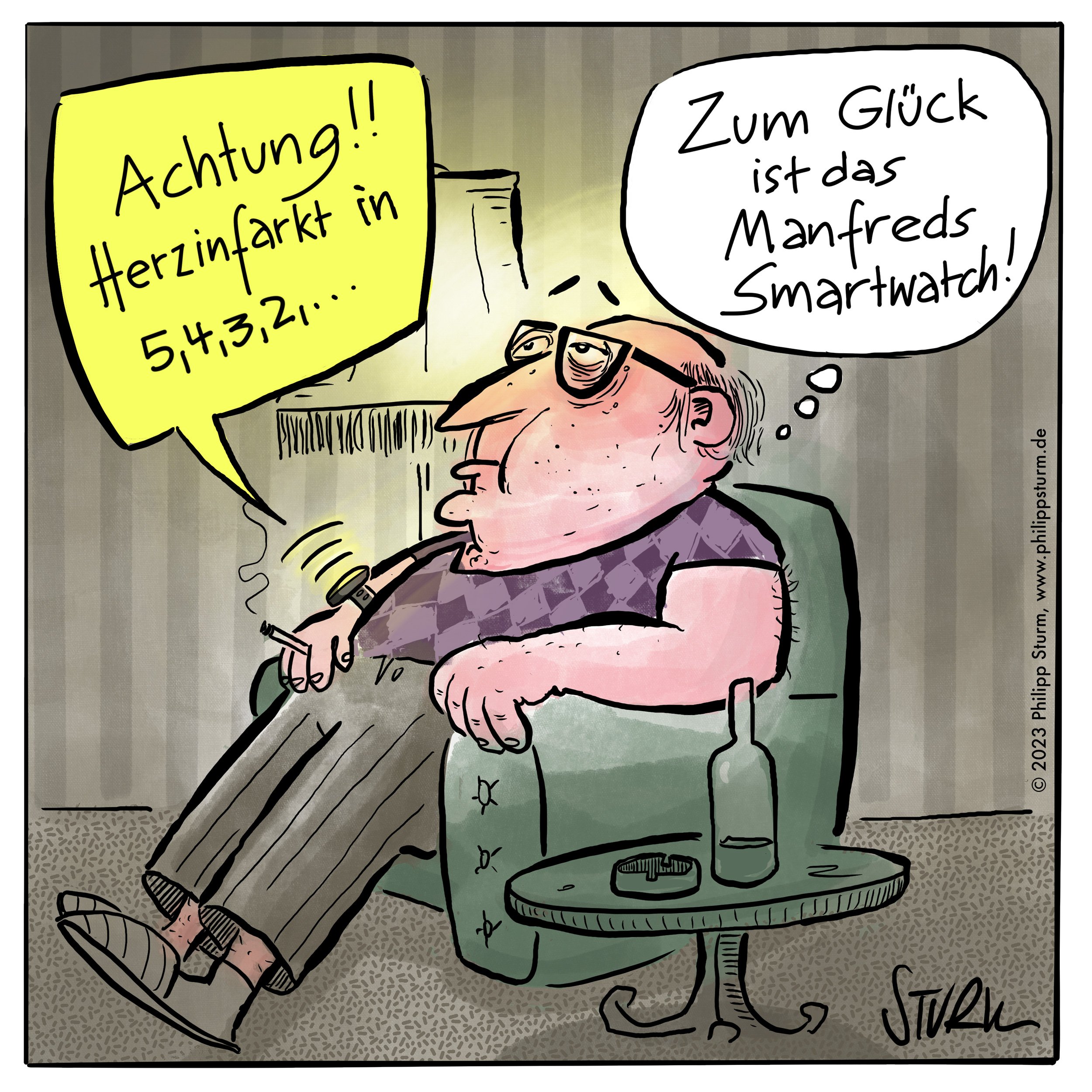 Cartoon "Herzinfarkt" © 2023 Philipp Sturm