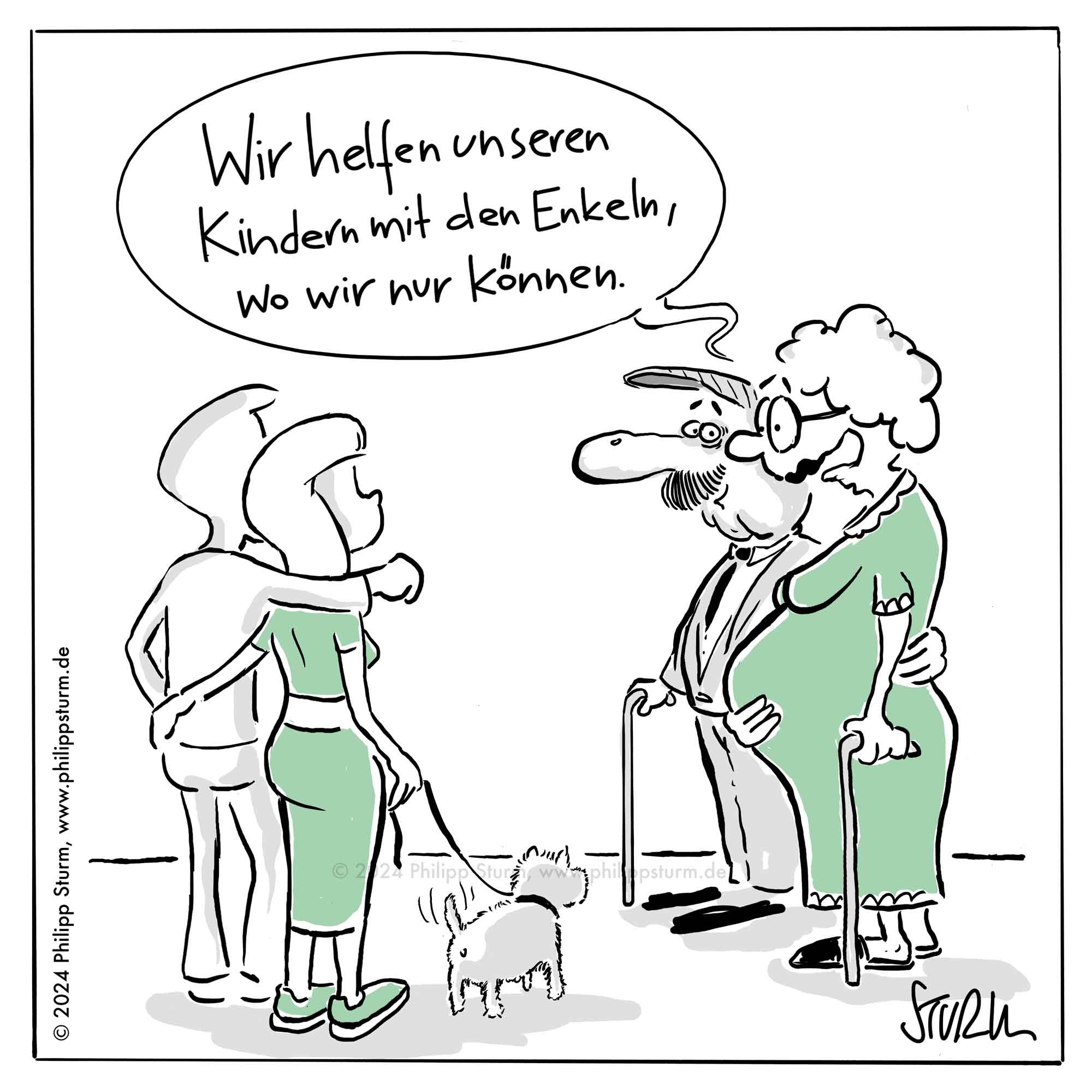 Wir helfen den Kindern mit den Enkeln Cartoon Philipp Sturm