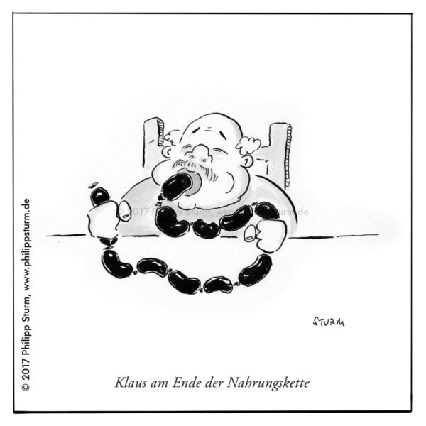 Am Ende der Nahrungskette – Cartoon von Philipp Sturm