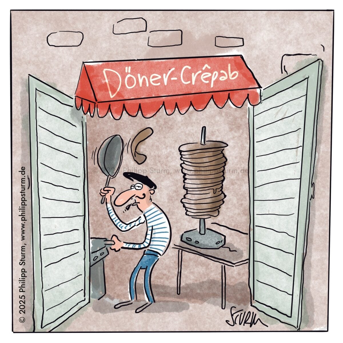 Döner Crêpab – Cartoon von Philipp Sturm