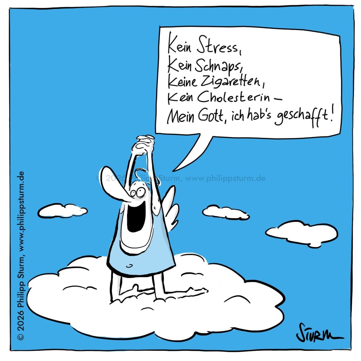 Endlich geschafft – Cartoon von Philipp Sturm