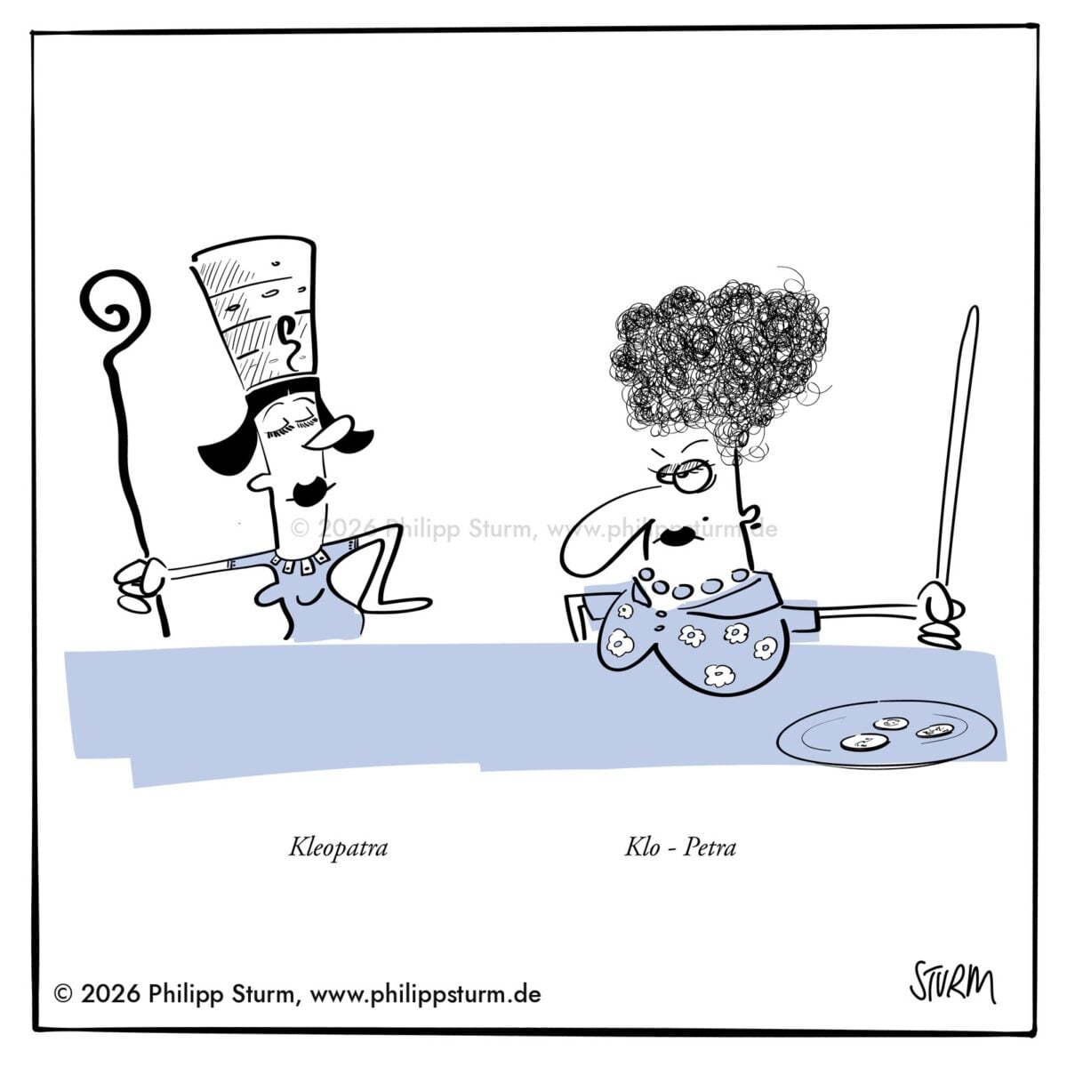 Klo-Petra – Cartoon von Philipp Sturm