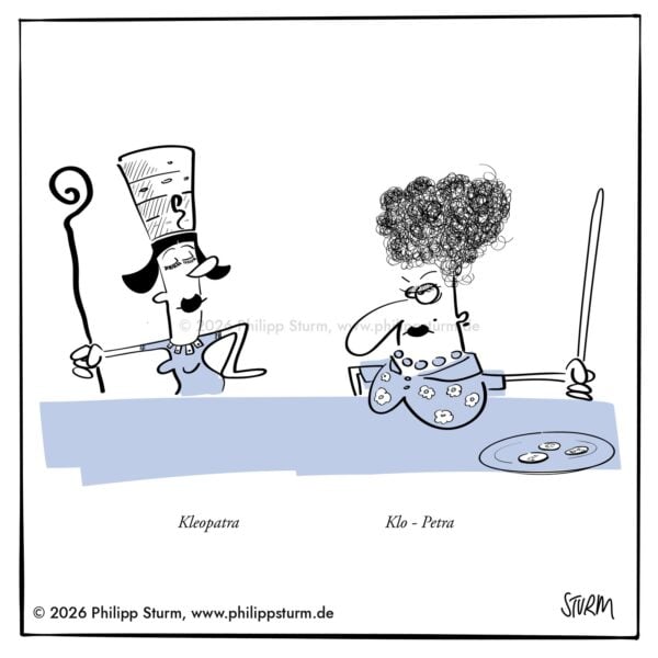 Klo-Petra – Cartoon von Philipp Sturm