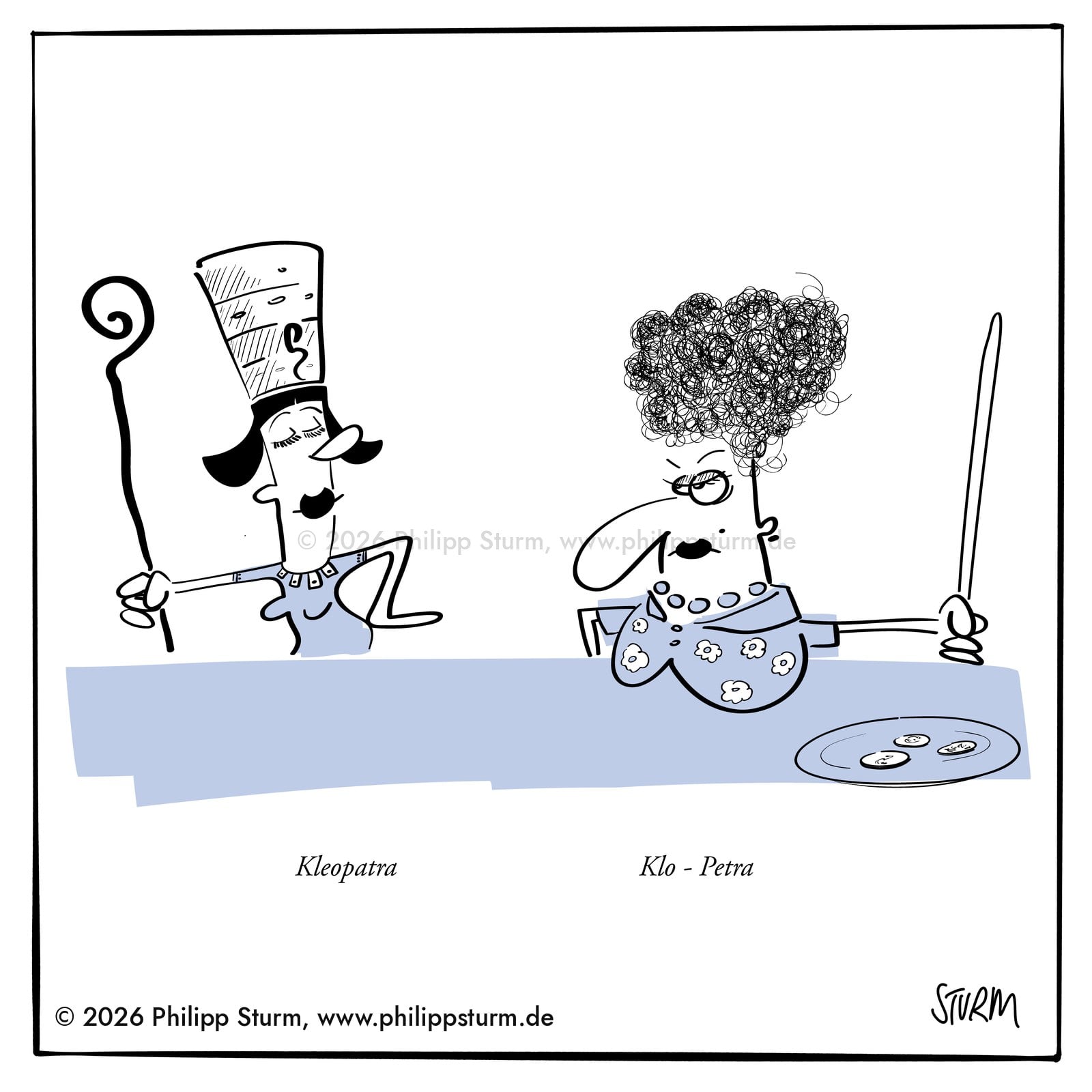 Klo-Petra – Cartoon von Philipp Sturm