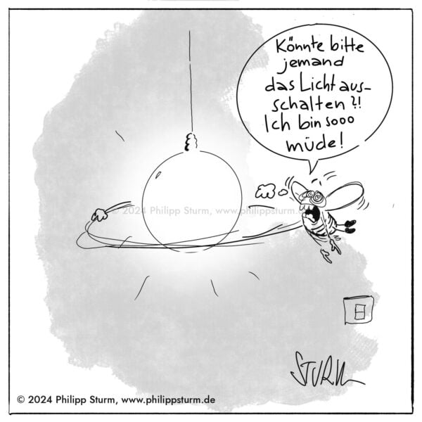 Müde – Cartoon von Philipp Sturm