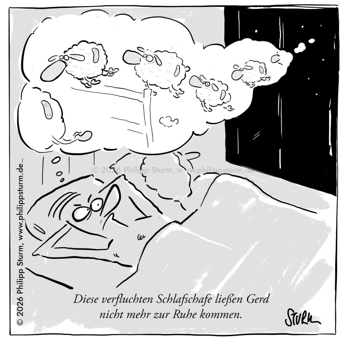 Schlafschafe – Cartoon von Philipp Sturm