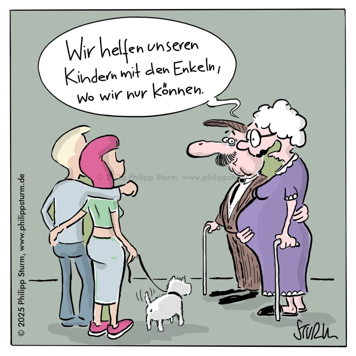 Spätes Glück – Cartoon von Philipp Sturm