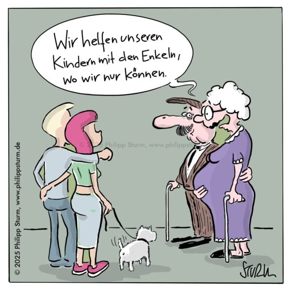 Spätes Glück – Cartoon von Philipp Sturm