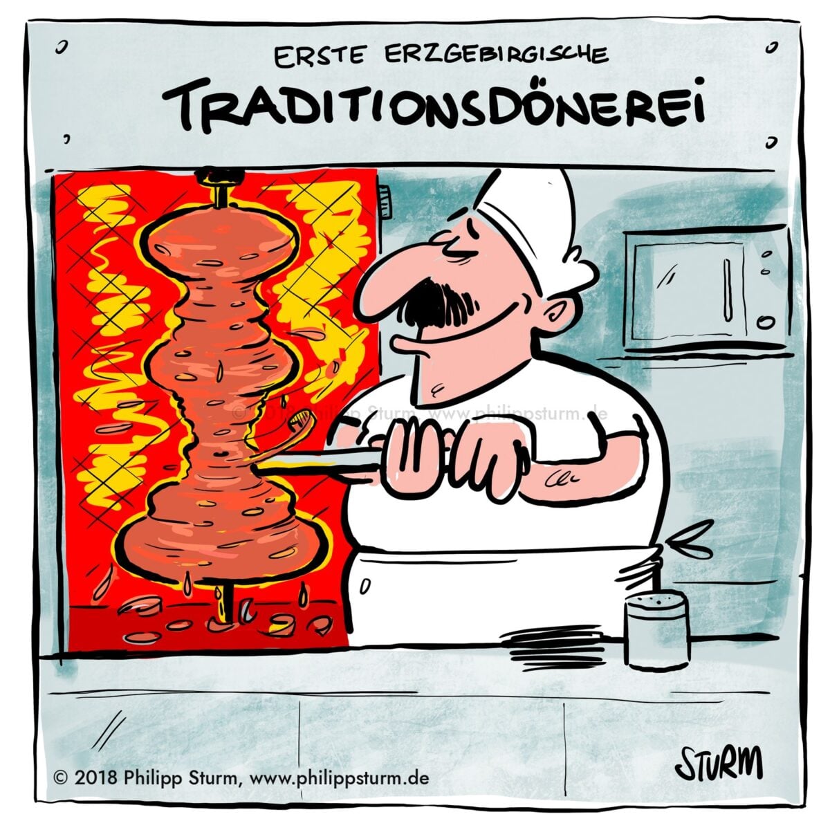 Traditionsdöner im Erzgebirge – Cartoon von Philipp Sturm