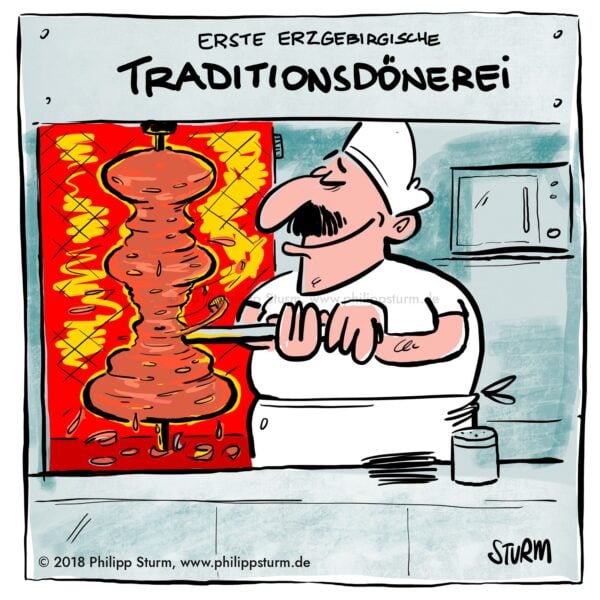 Traditionsdöner im Erzgebirge – Cartoon von Philipp Sturm