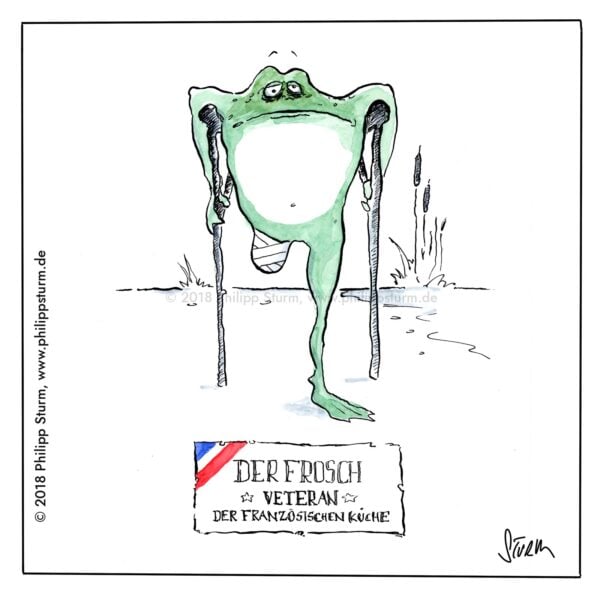 Veteran der französischen Küche – Cartoon von Philipp Sturm